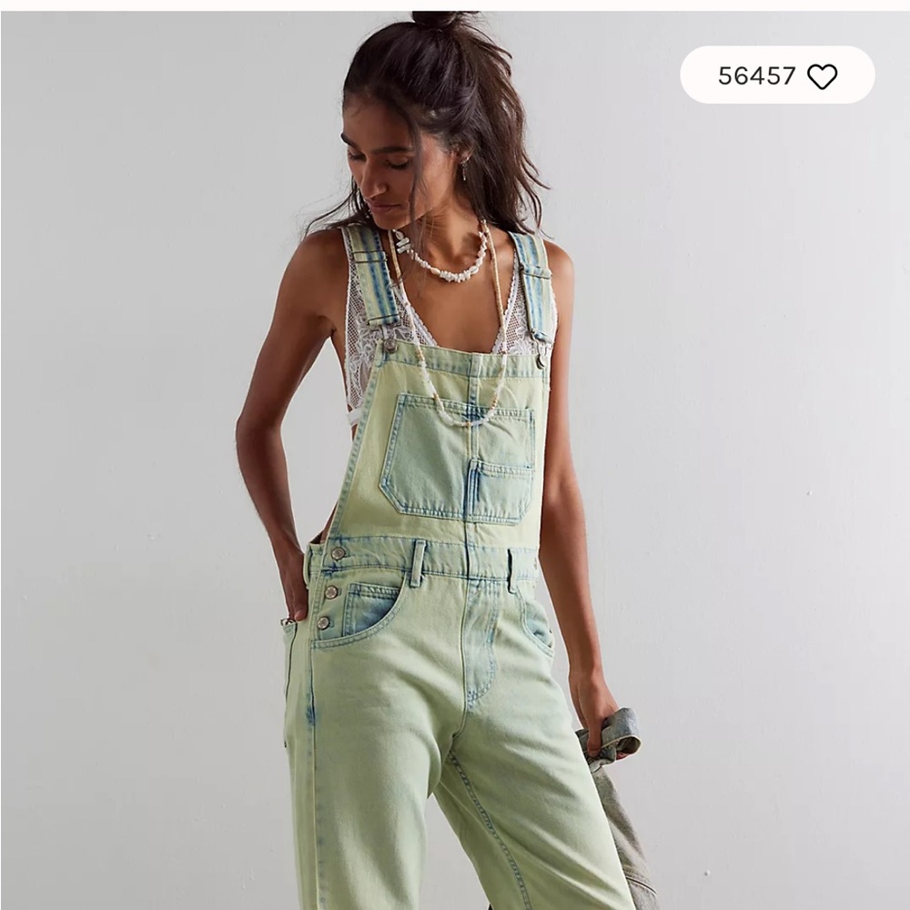 CLOSET CLEAN OUT!!! Free People Women's Minty Green Denim Overalls